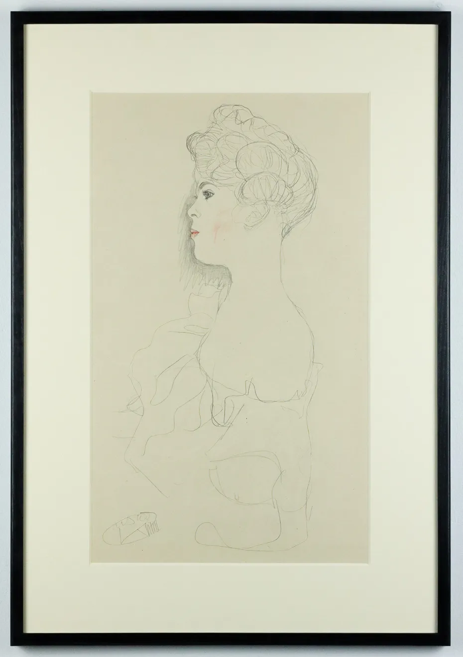 Gustav Klimt, Portrait Sketch (tinted in blue, red, and white), 1919