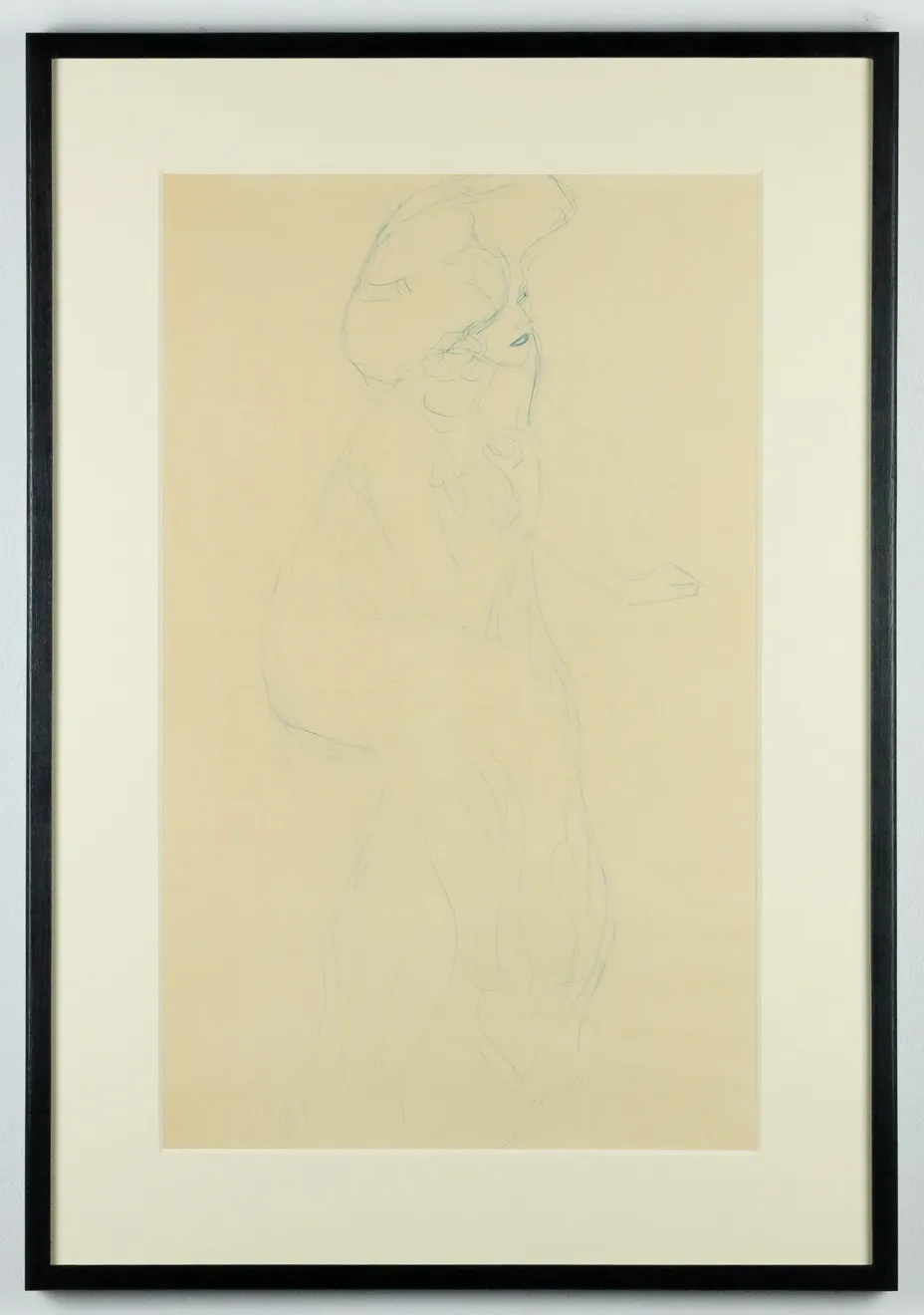 Gustav Klimt, Portrait of a Lady in Flowing Garment and Hat, Facing Right, 1964