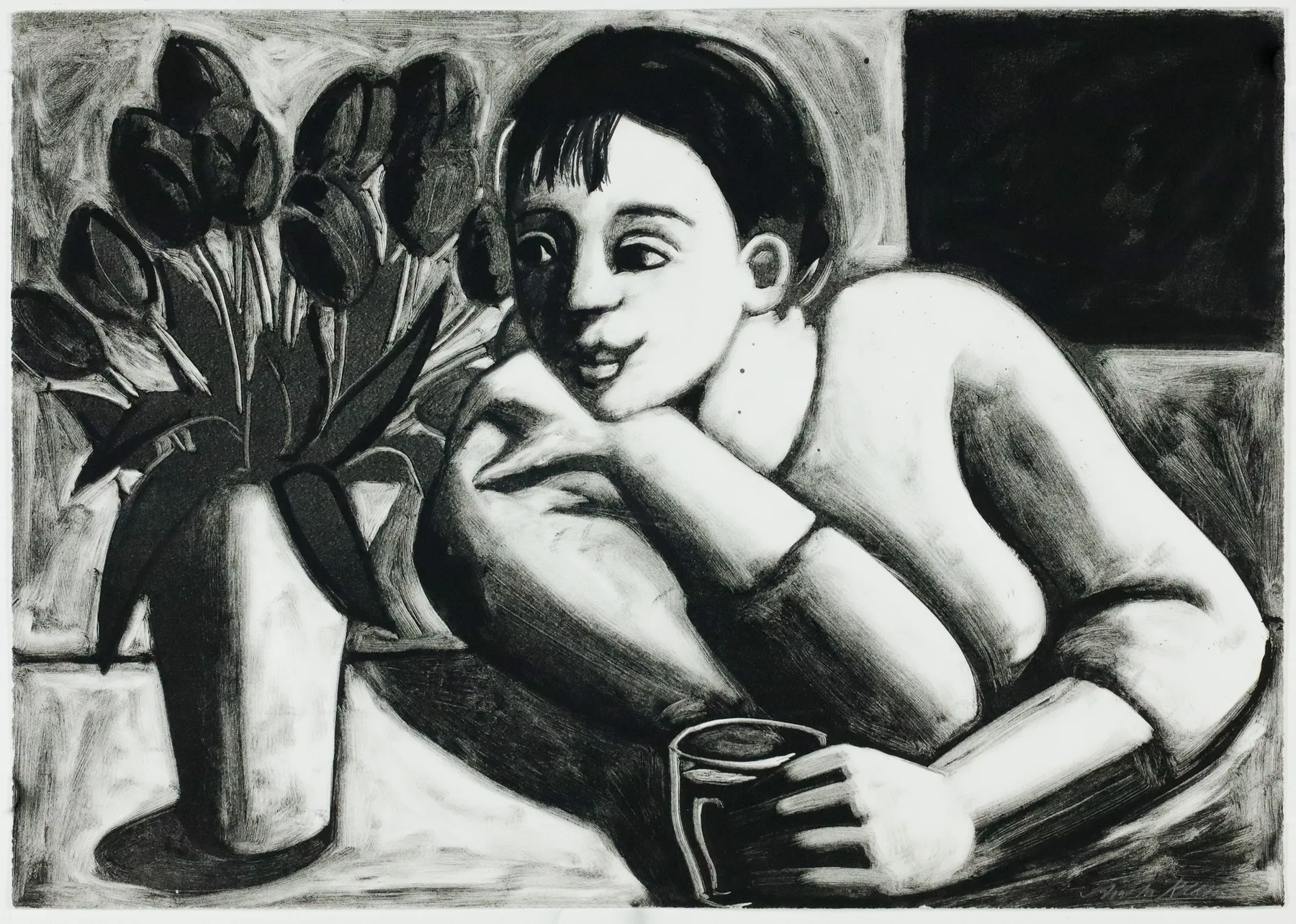 Anita Klein, Red Wine and Tulips, 2017