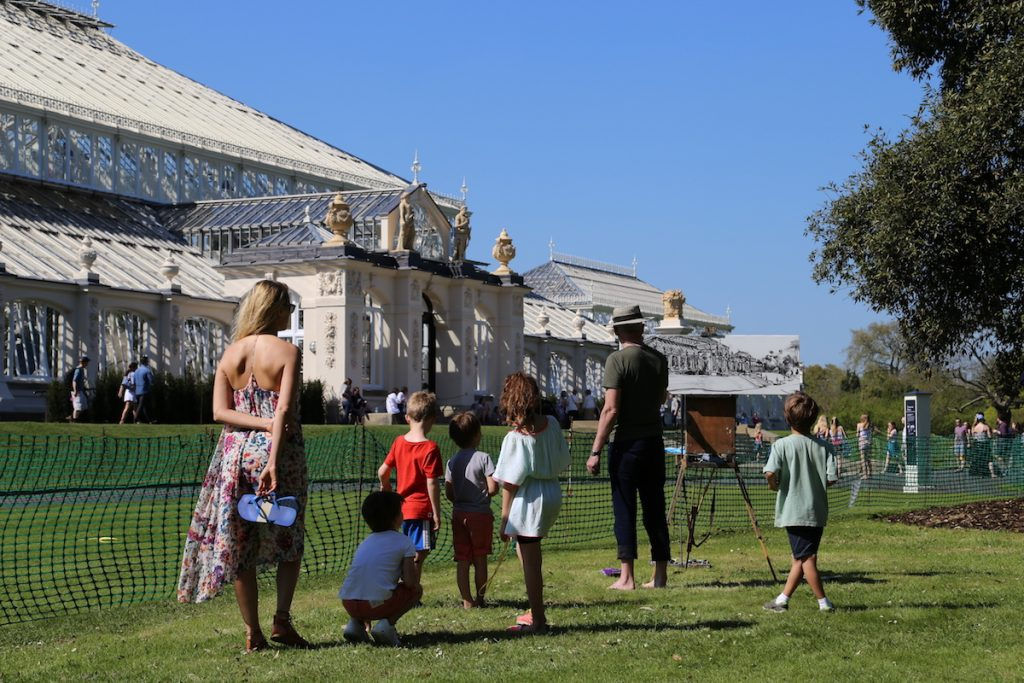 5th May 2018 I Gerard Byrne sketching en plein air The Temperate House I Kew Gardens