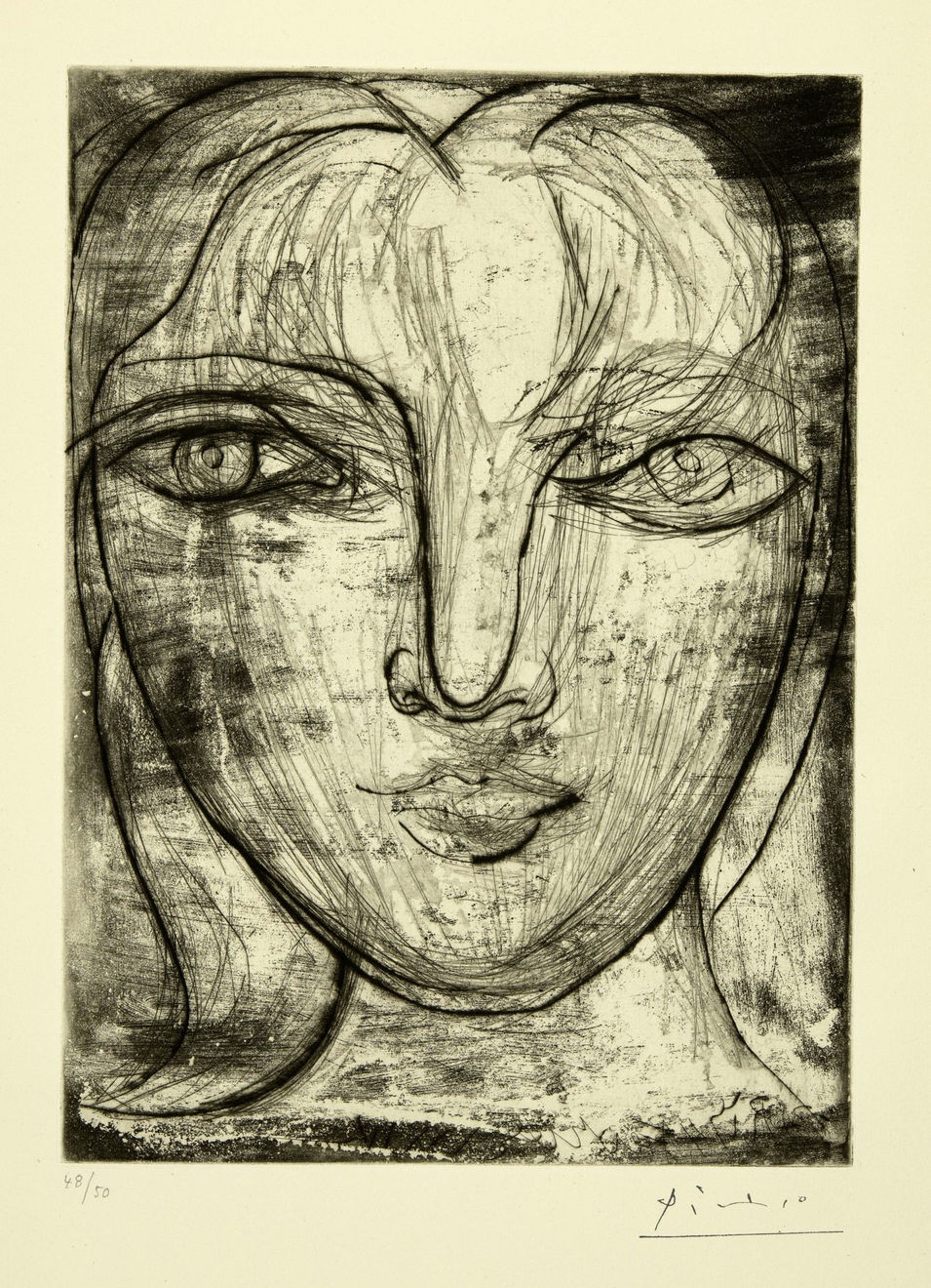 PABLO PICASSO, Portrait de Marie-Thérèse de face (Bloch 276), 1934