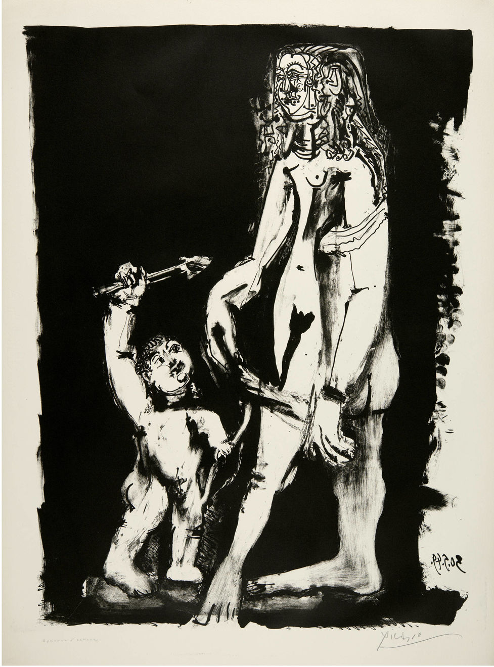 PABLO PICASSO, Vénus et l'amour, d'après Cranach. Deuxième variation (Bloch 613), 1949