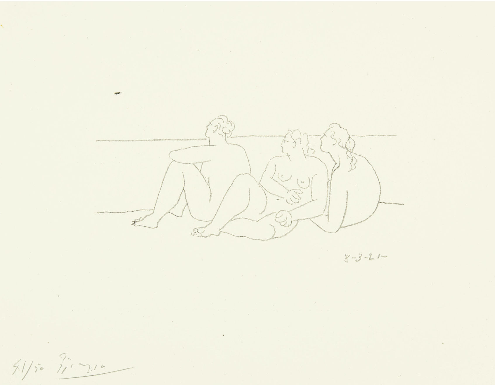 PABLO PICASSO, Sur la plage II (trois nus) (Bloch 43), 1921