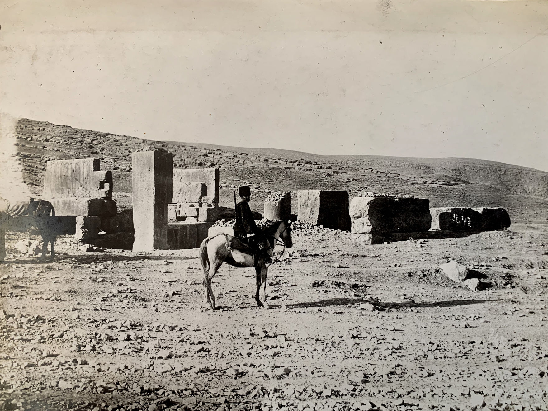 Antoin Sevruguin, A solider on horseback, Persepolis, Late 19th century or early 20th century