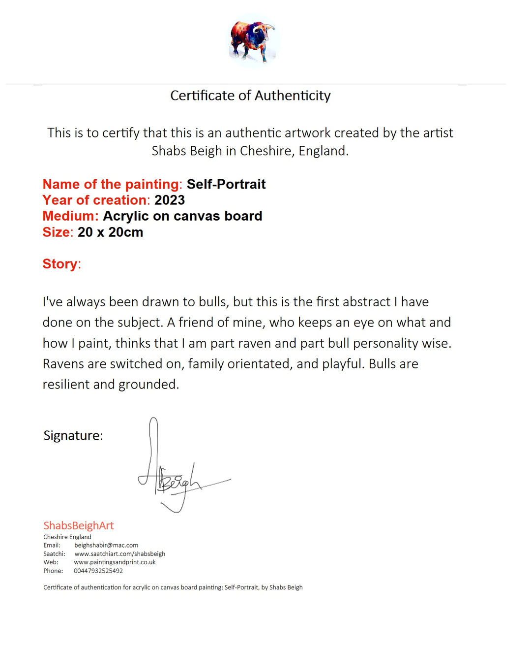 Shabs Beigh, Self-Portrait, 2023