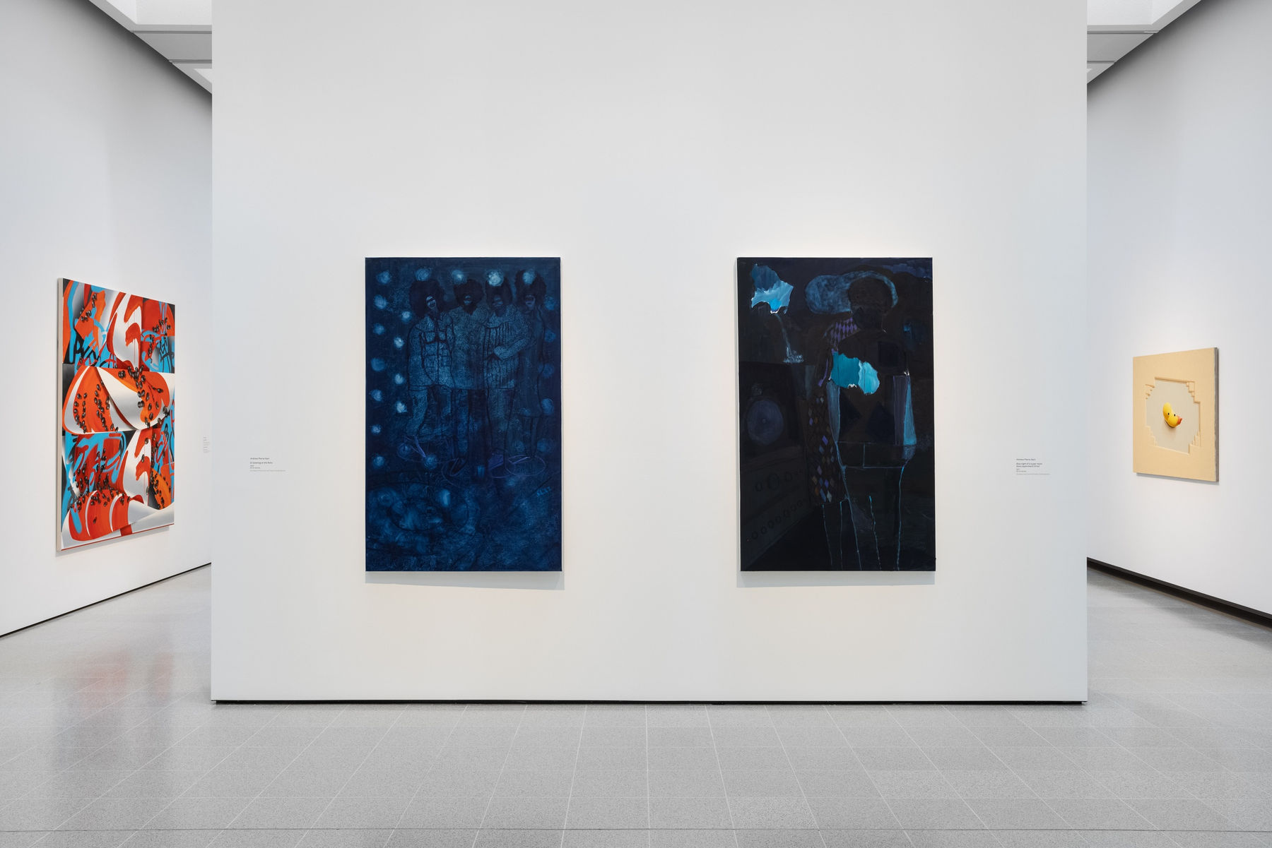 Installation view of Andrew Pierre Hart's work in Mixing It Up: Painting Today at Hayward Gallery, 2021. Courtesy of Hayward Gallery. Photo: Rob Harris.