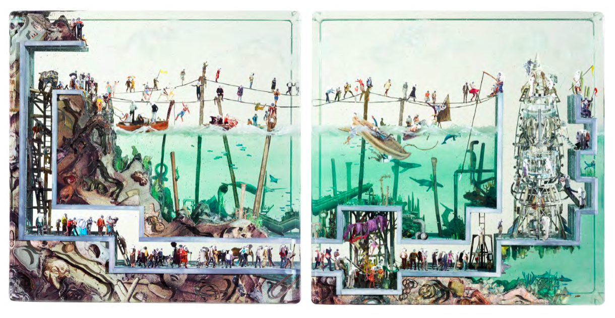 Dustin Yellin Astronauts Building a Rocket Under the Sea, 2017