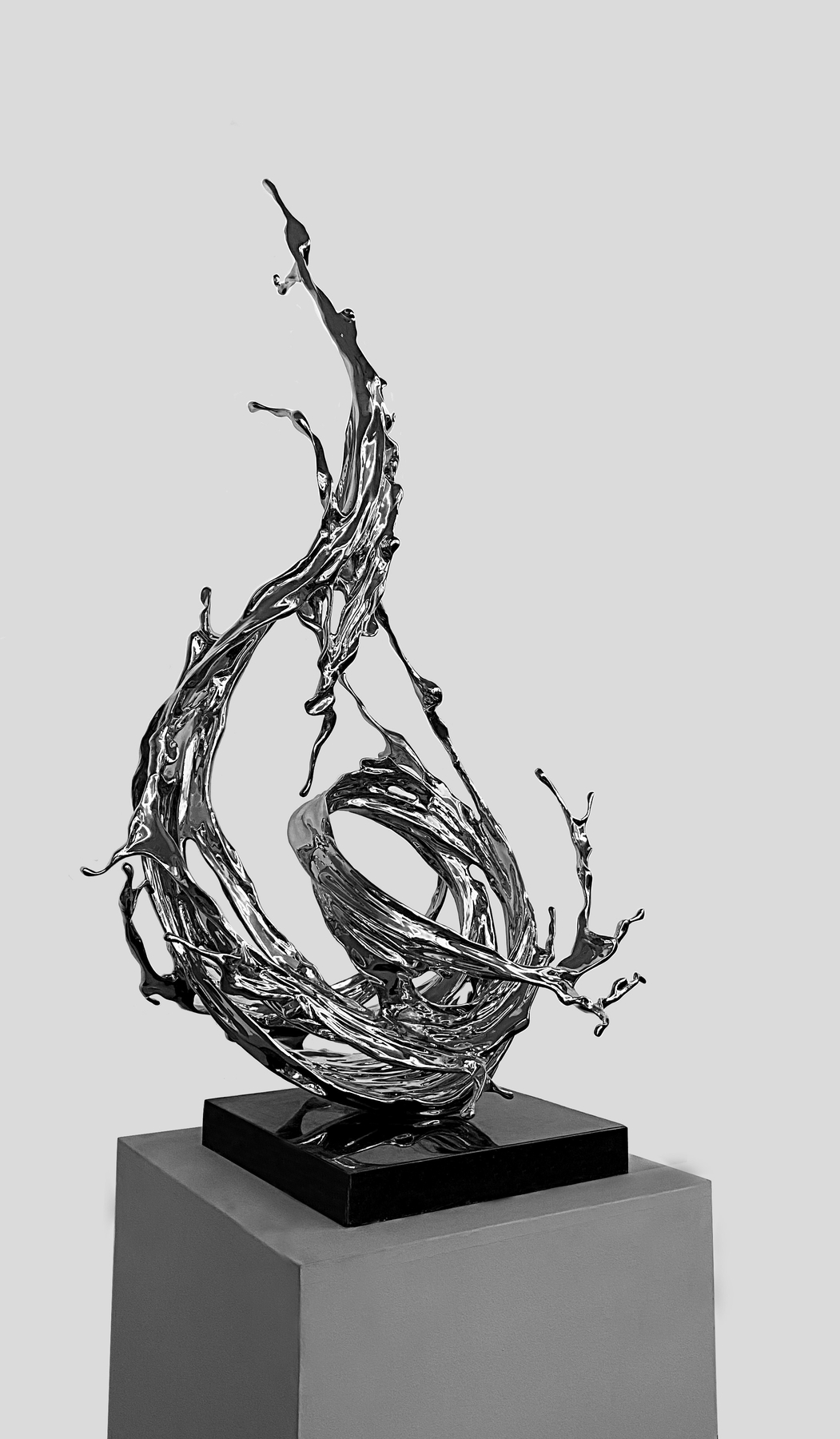 Silver River (solid), 2023, stainless steel, 47.25 x 27.5 x 19.75 inches/120 x 70 x 50 cm