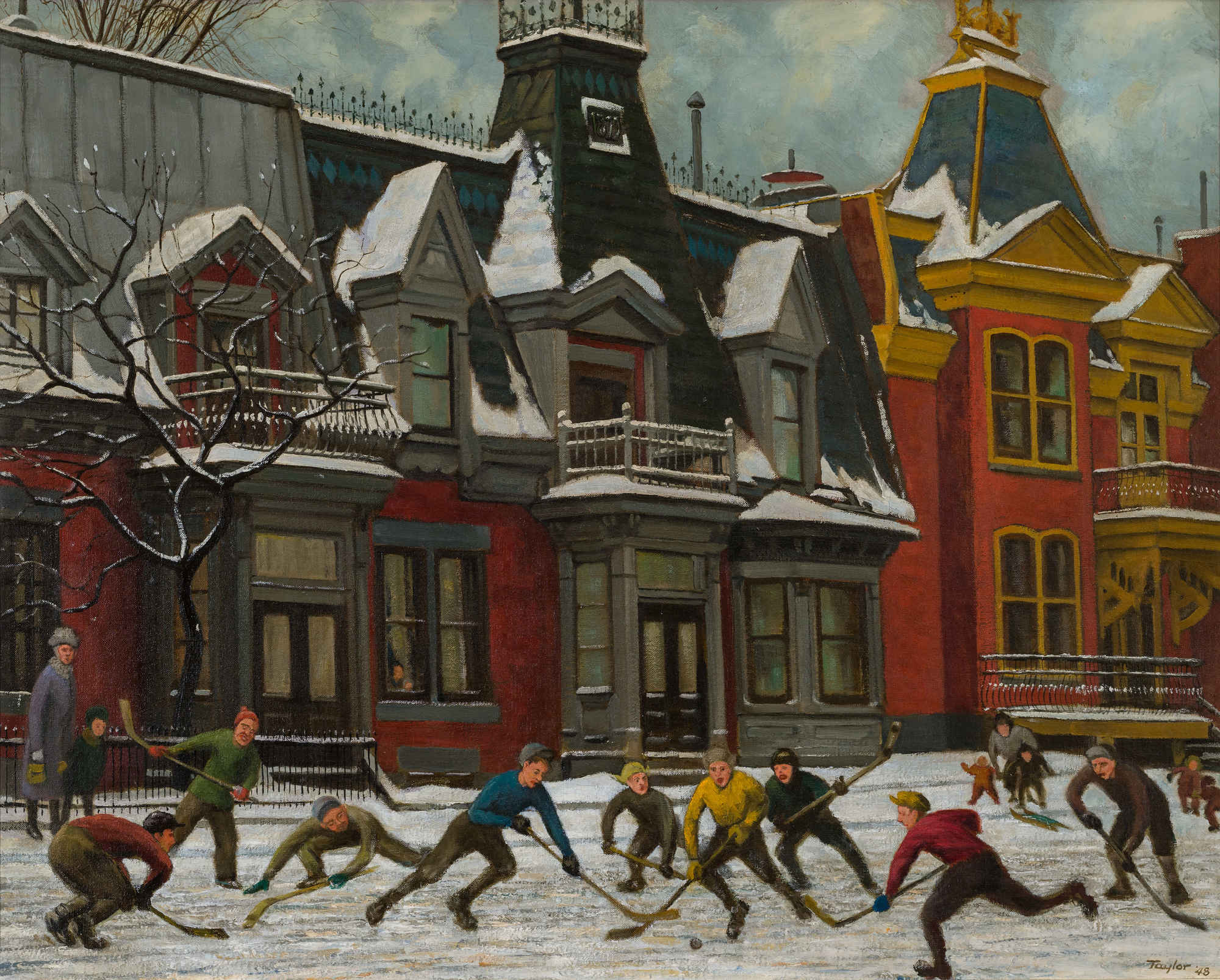 Hockey on Henri-Julien Street at Pine Ave. East, Montreal