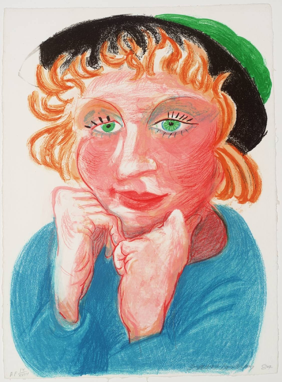 David Hockney, Celia With Green Hat, 1984