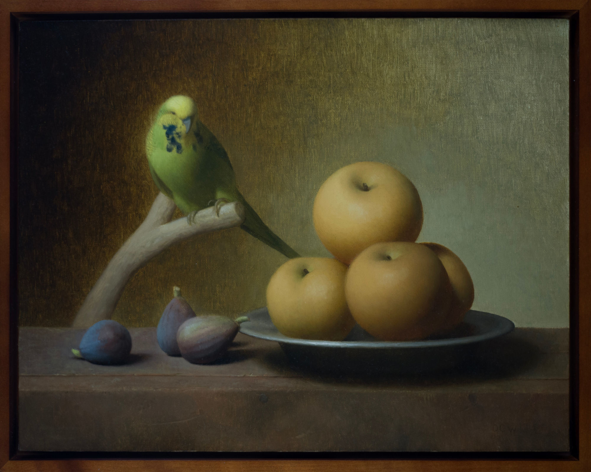 Devin Cecil-Wishing, Budgie with Asian Pears, 2023