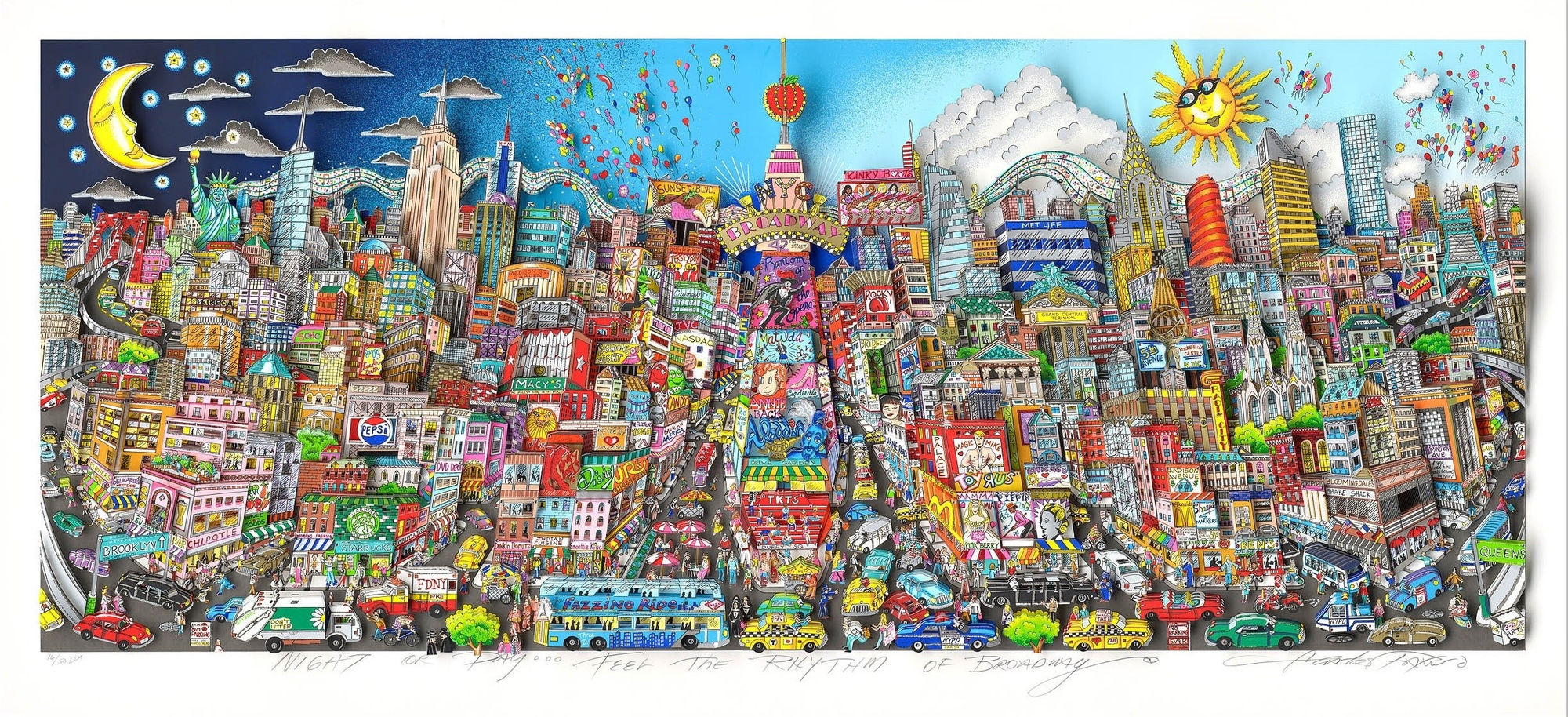 Charles Fazzino, Night or day...Feel The rhythm of Broadway, 2020