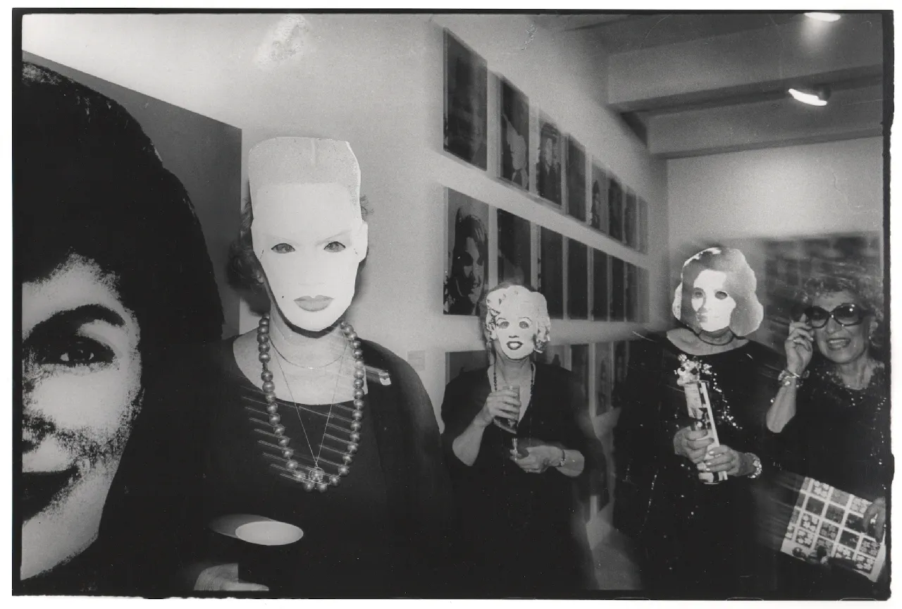 Dafydd Jones, Exhibition in a Box (Women Wearing Warhol Masks...), 1994