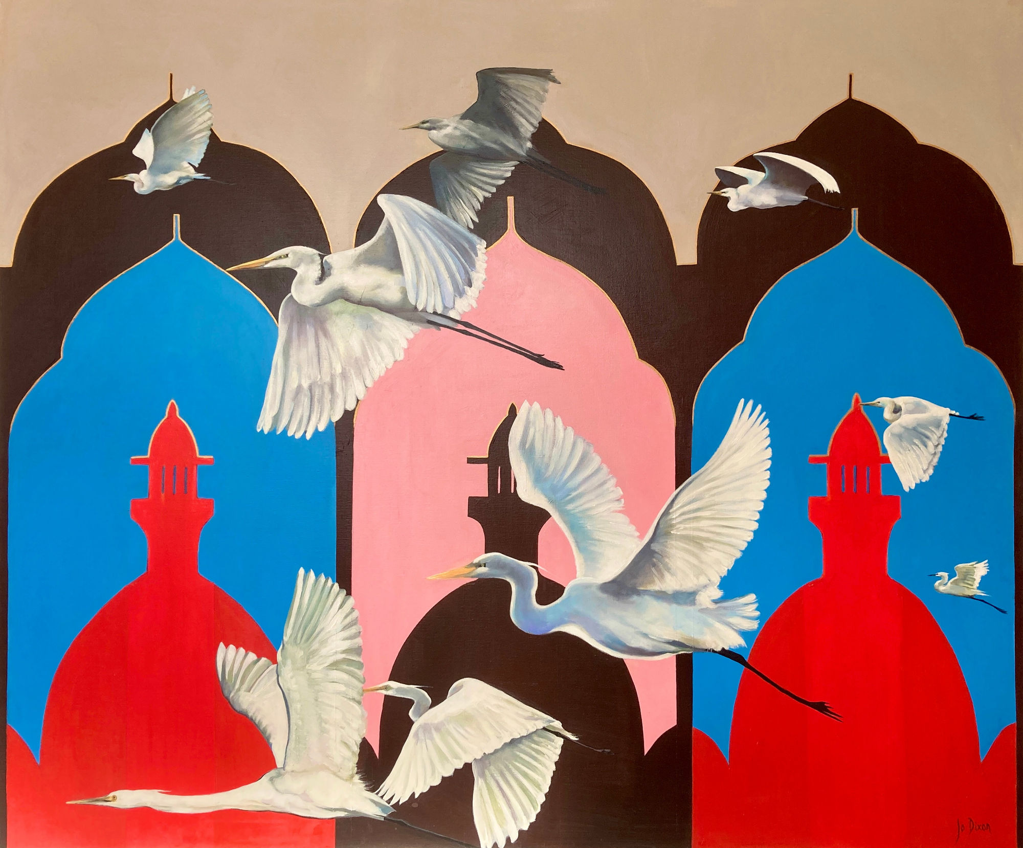 Jo Dixon, Flypast of Great White Indian Egrets