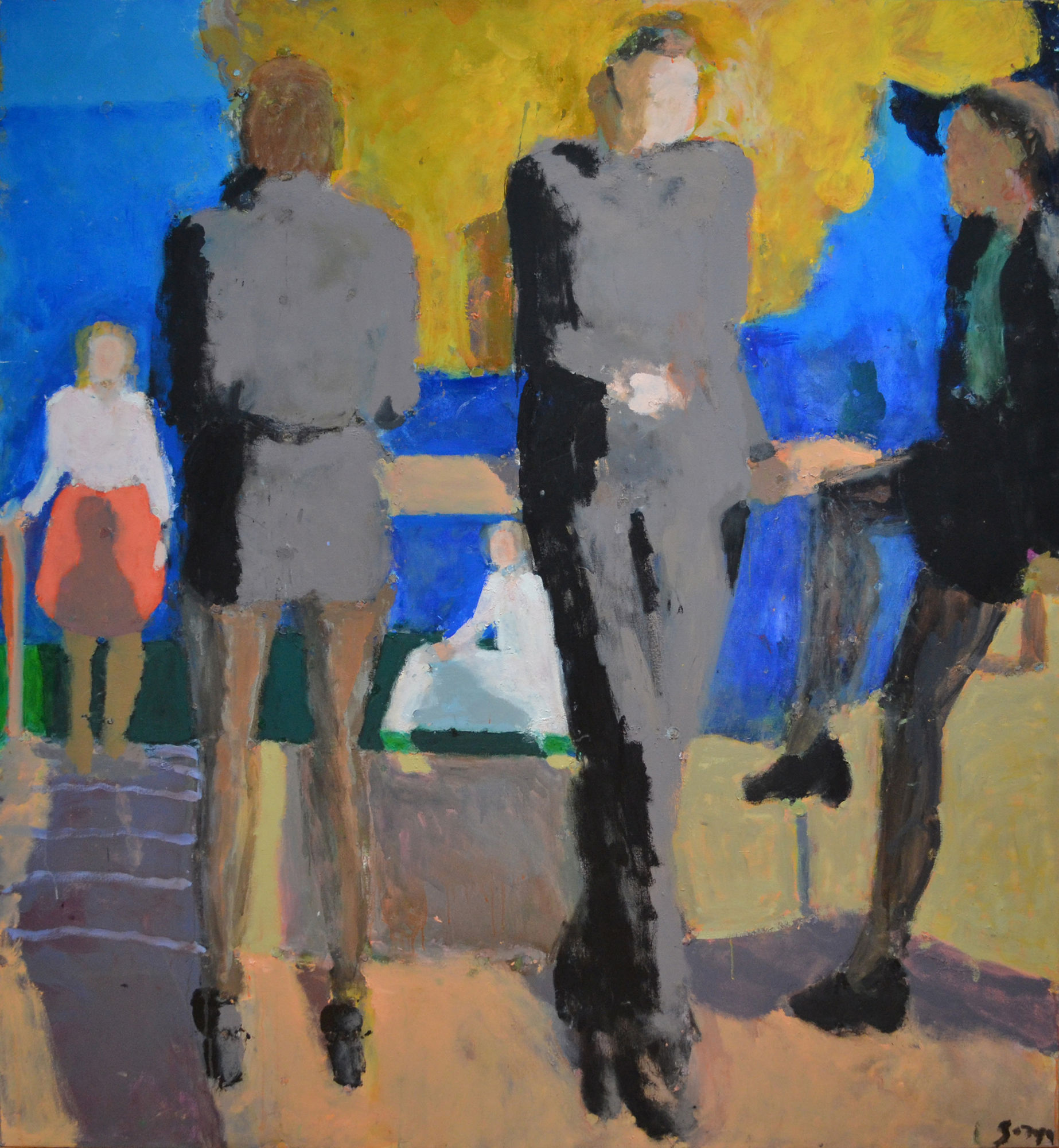 Sargy Mann, Figures by a river, 2014-15