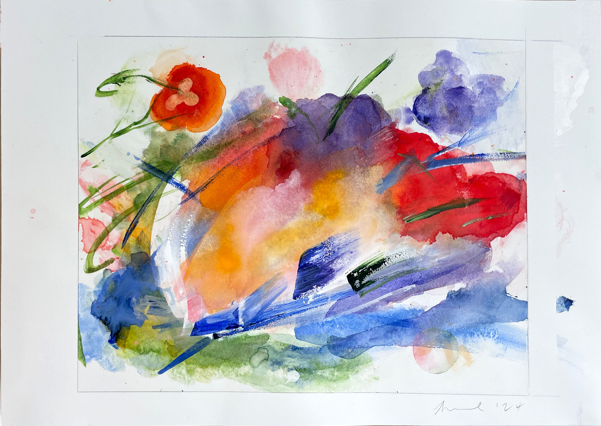 Elise Ansel, watercolor study I for Sunrise, 2024