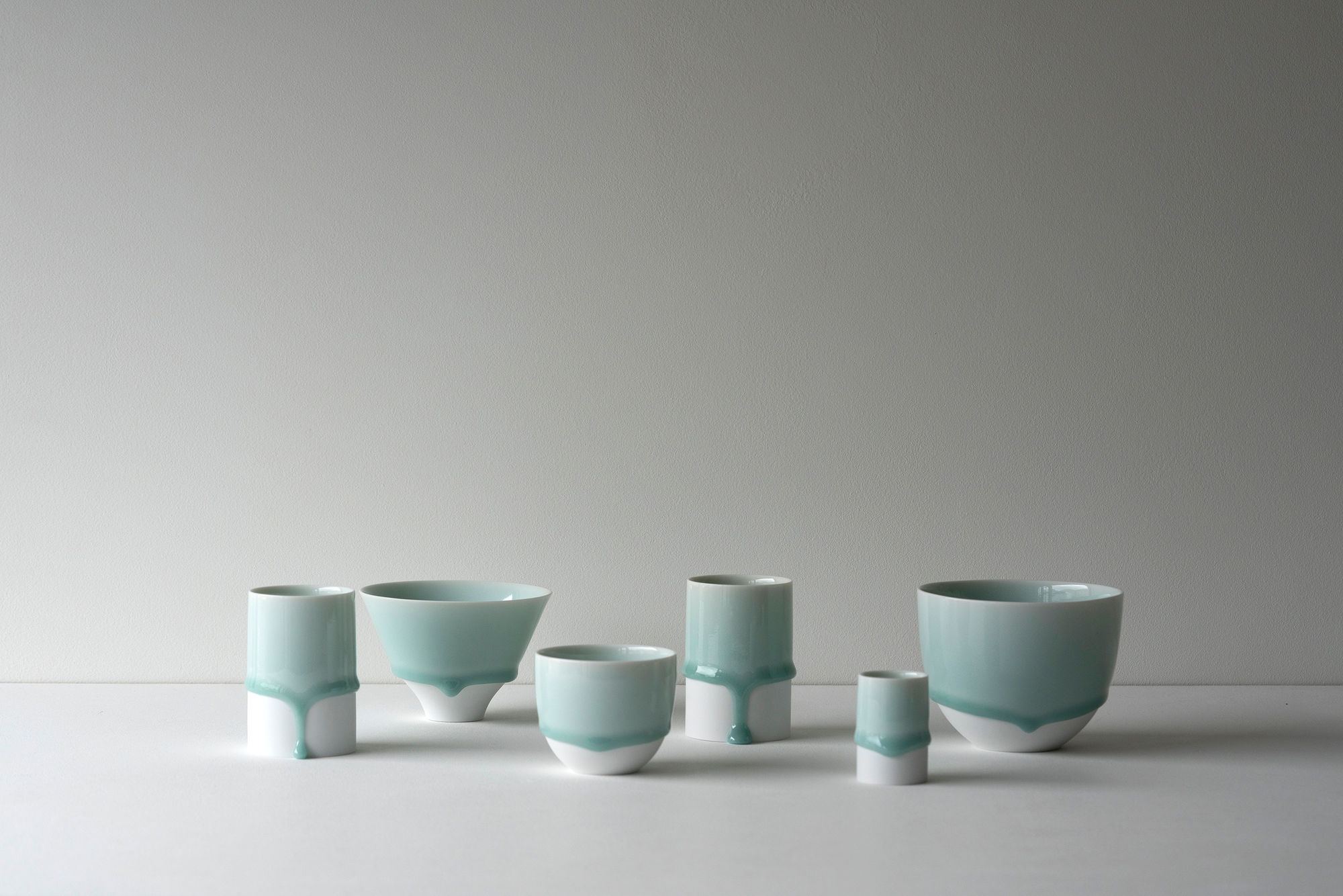 Jaejun Lee, A group of celadon pieces 03 (six piece installation), 2023