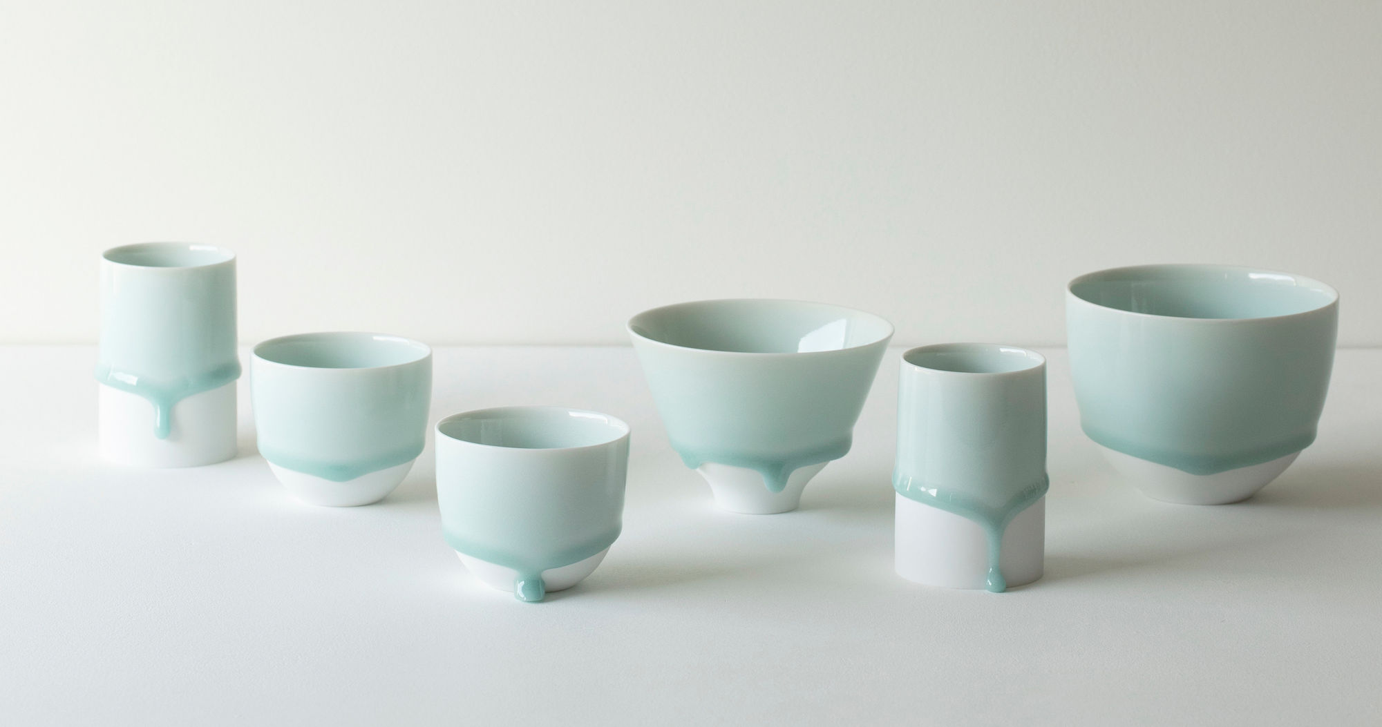 Jaejun Lee, A group of celadon pieces 02 (six piece installation), 2023