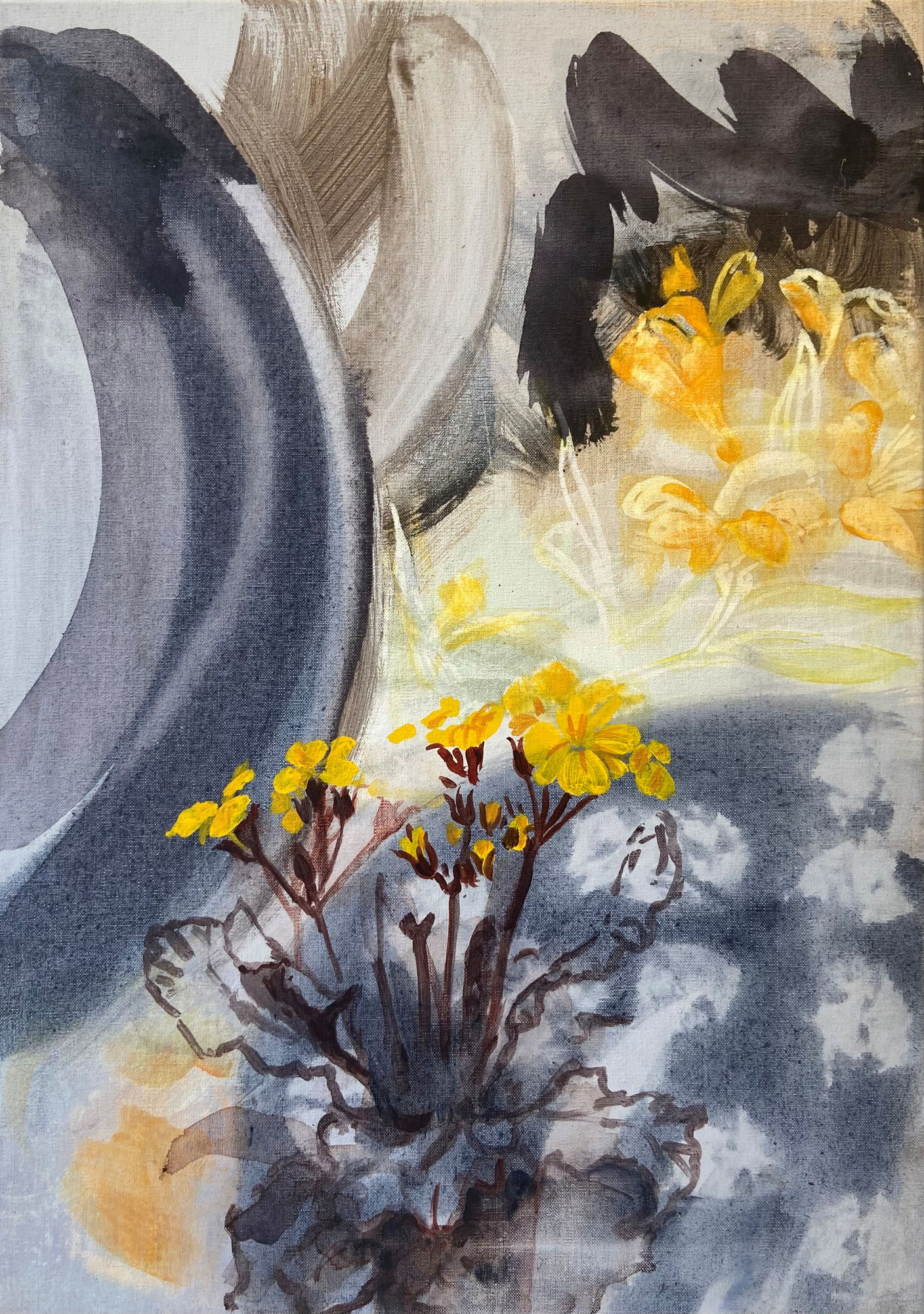 Sue Hunt, Composition in Grey and Gold, Primula