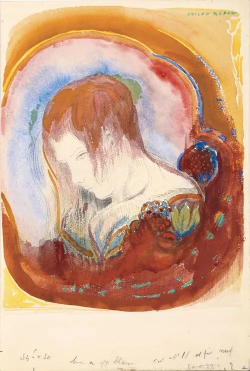 ODILON REDON, The Head of a Young Woman Looking Down