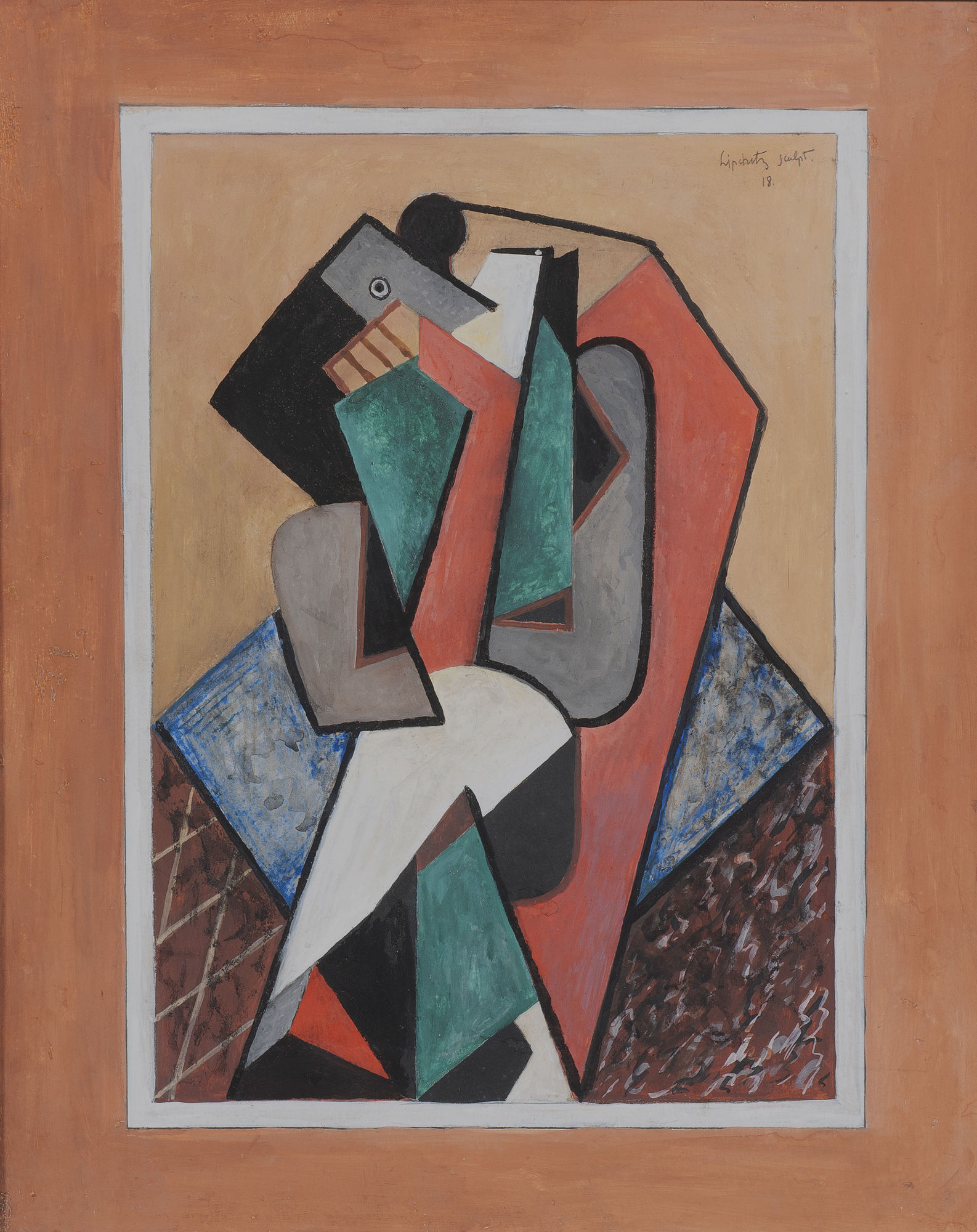 Jacques Lipchitz, Personnage Assis (Étude pour la sculpture), April 1918