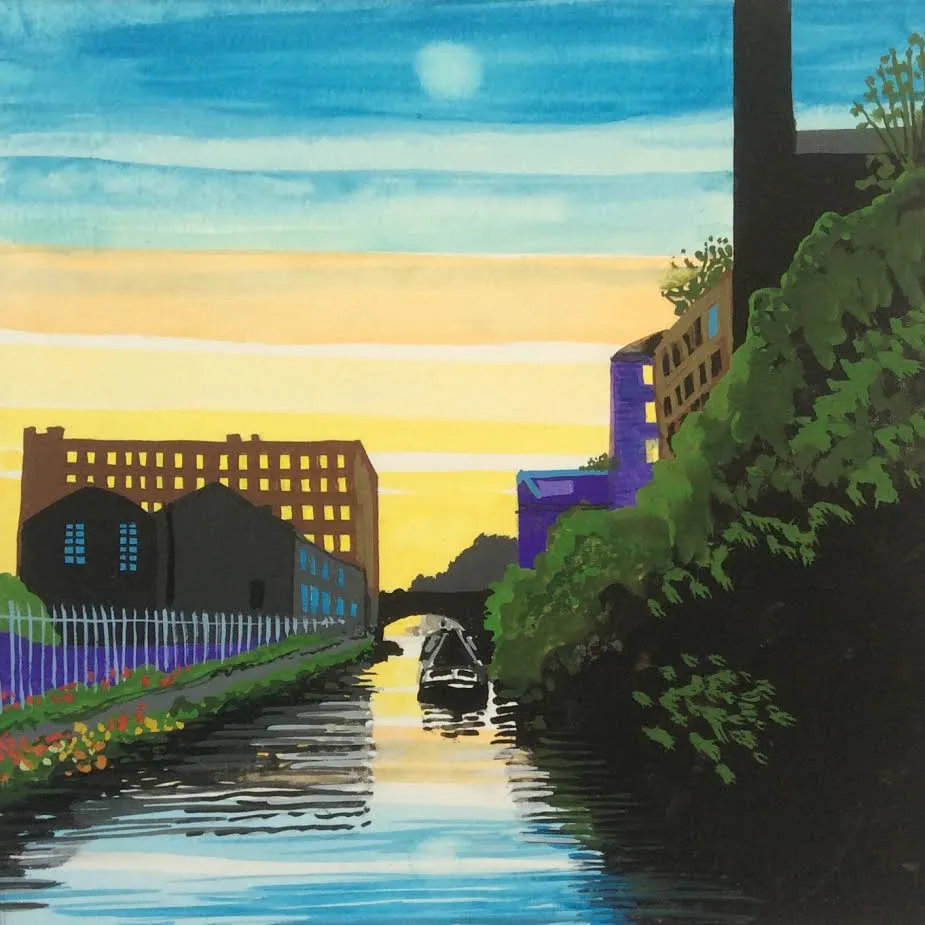 Jean Hobson, Moon Over Manchester / Ashton Canal, 2020