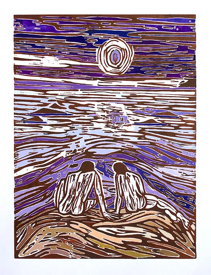 Freya Douglas-Morris, Lands End - Woodcut no 2, 2020