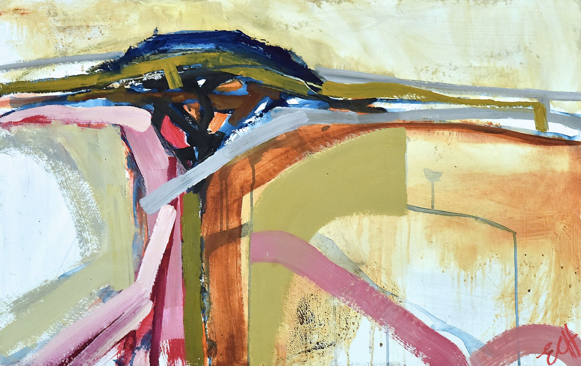 Emma Haggas, Abstract Landscape in Pink and Orange III