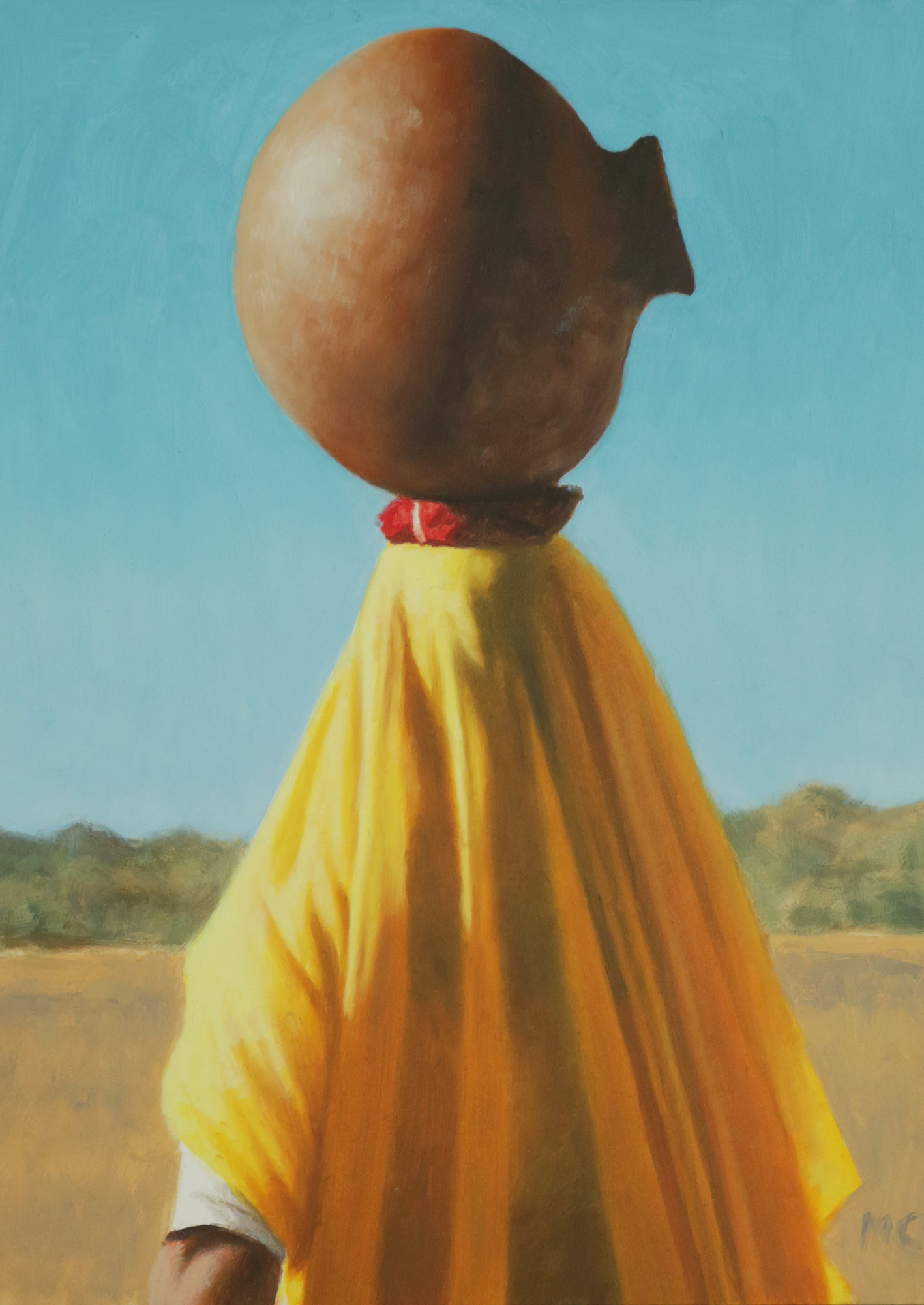 Mark Clark, Rajasthani Woman in Yellow with Pot