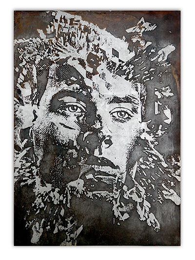 Vhils Apathy 6 Metal plate, acid-resistant solution, nitric acid, rust, wax 70 x 100 cm