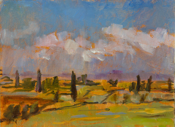 Sue Wales, Cypress Trees in Sicily