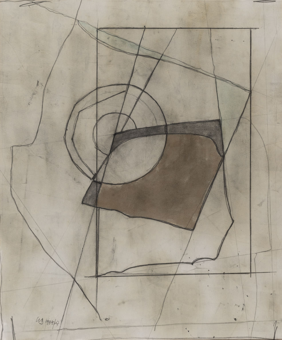 George Dannatt, Offset Drawing with Brown & Blue Infills, 1977/2007