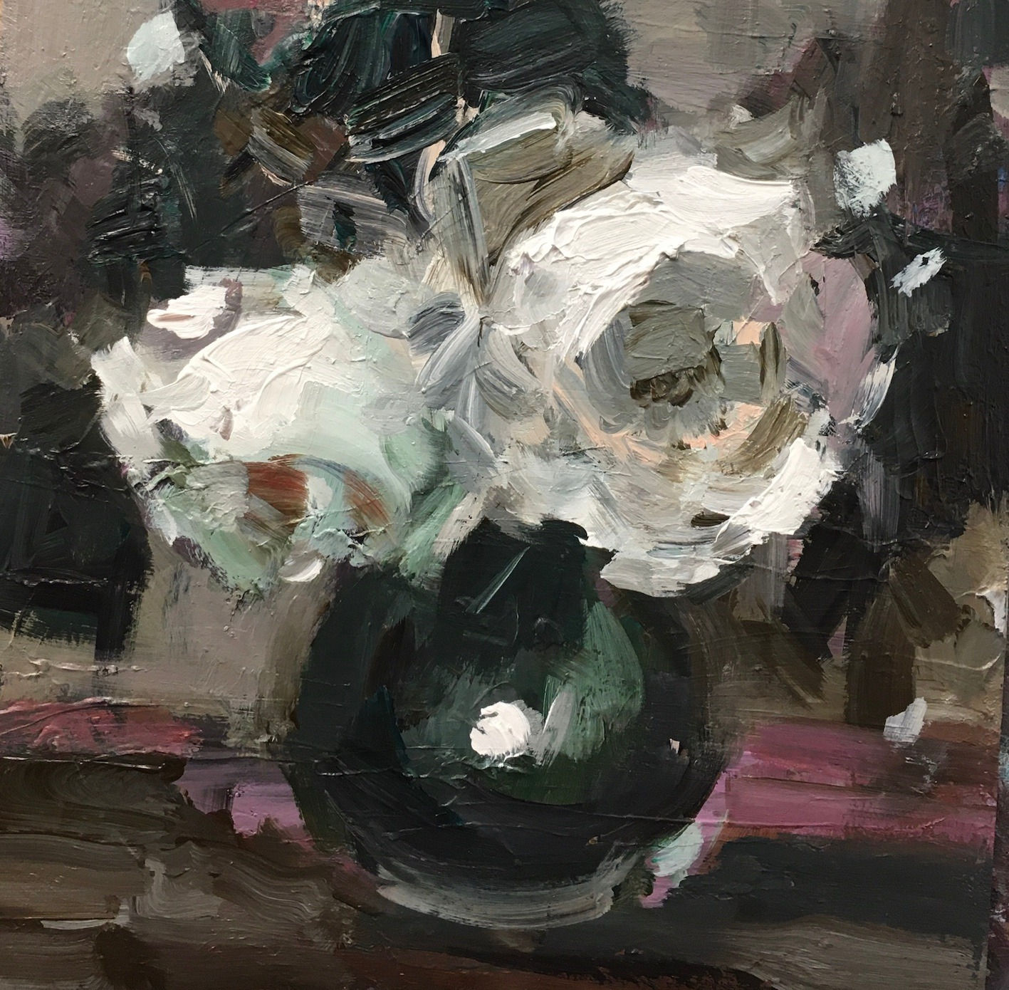 Parastoo Ganjei, White Roses, Pink Cloth