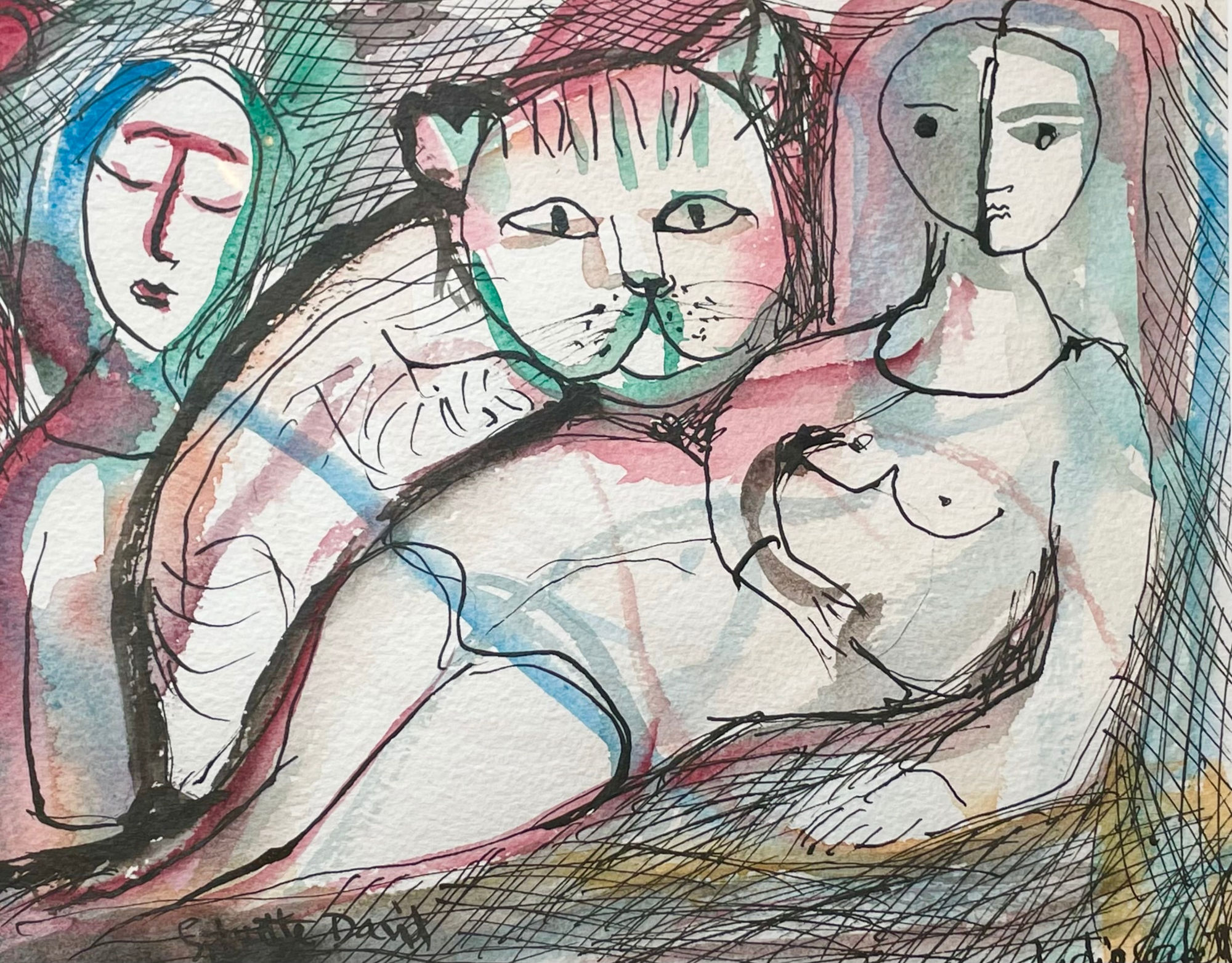 Lydia Corbett (née Sylvette David), Figures with Cat