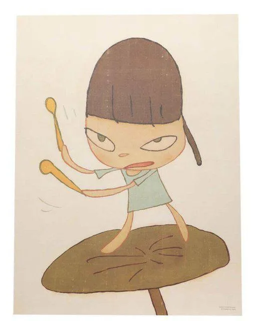 Yoshitomo Nara, Marching on a butterbur leaf, 2019