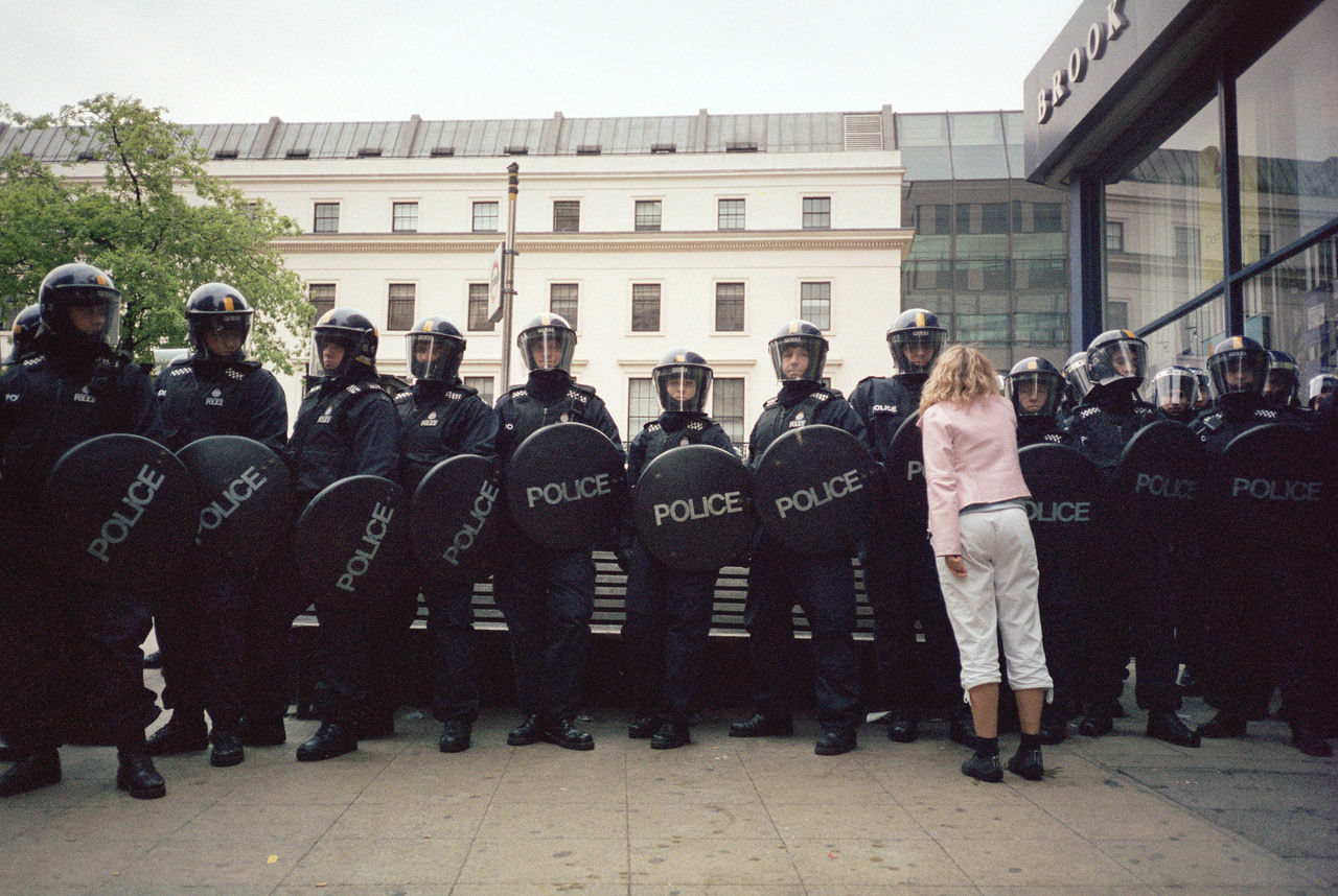 Vinca Petersen, Pink Girl and Riot Cops, 2000