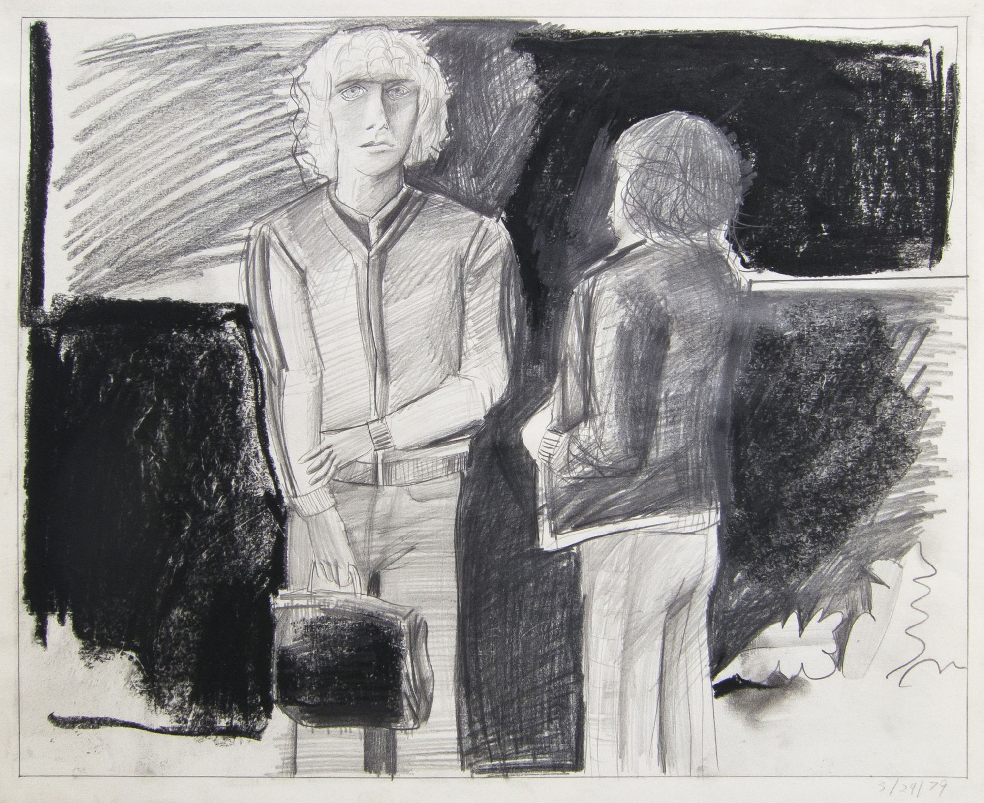 Patrick Angus, Man with Briefcase and Second Man, 3/24/79, 1979