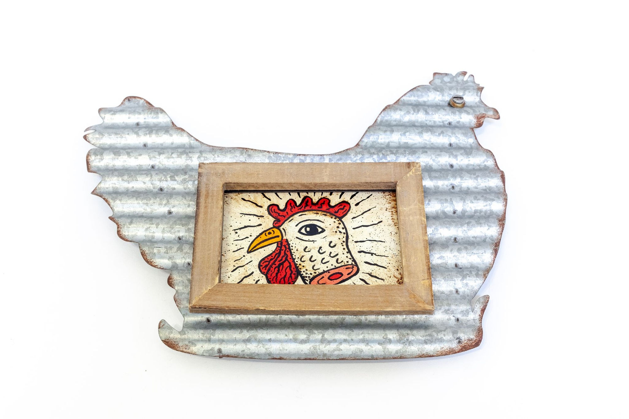 Jeffrey Vallance, Blinky Portrait in Corregated Metal Frame, 2018