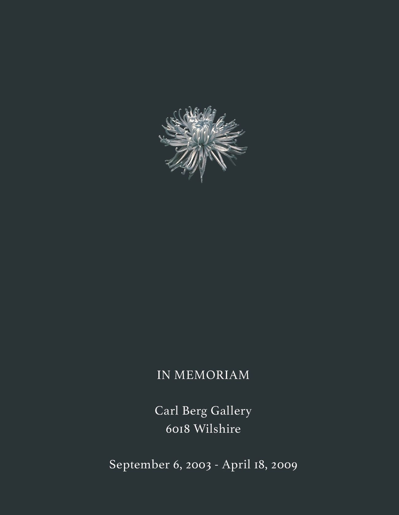 Jessica Minckley, the End of an Epoch, (Death of Carl Berg Gallery), 2014