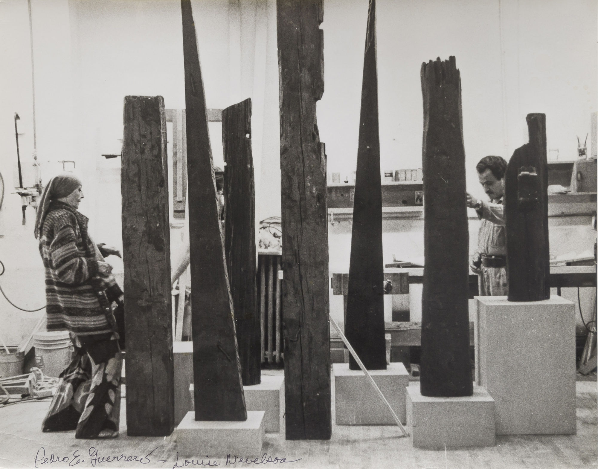 Pedro E. Guerrero, Louise Nevelson with Salvaged Wood Sculpture, 1978