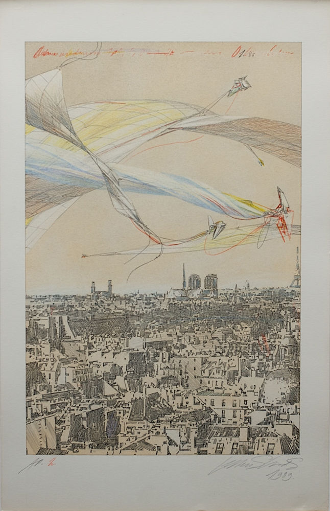 Lebbeus Woods, Aerial Paris Series, #2 -- Perspective View, 1989