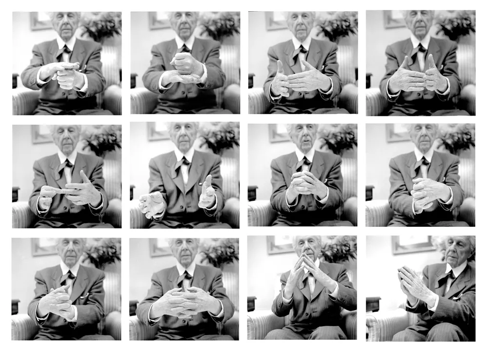 Pedro E. Guerrero, Frank Lloyd Wright Demonstrates Organic Architecture, Plaza Hotel, New York, NY, 1953