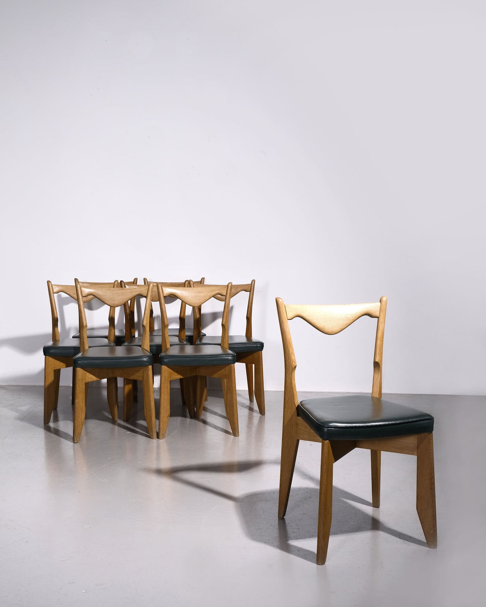 Guillerme et Chambron, Set of Eight Dining Chairs