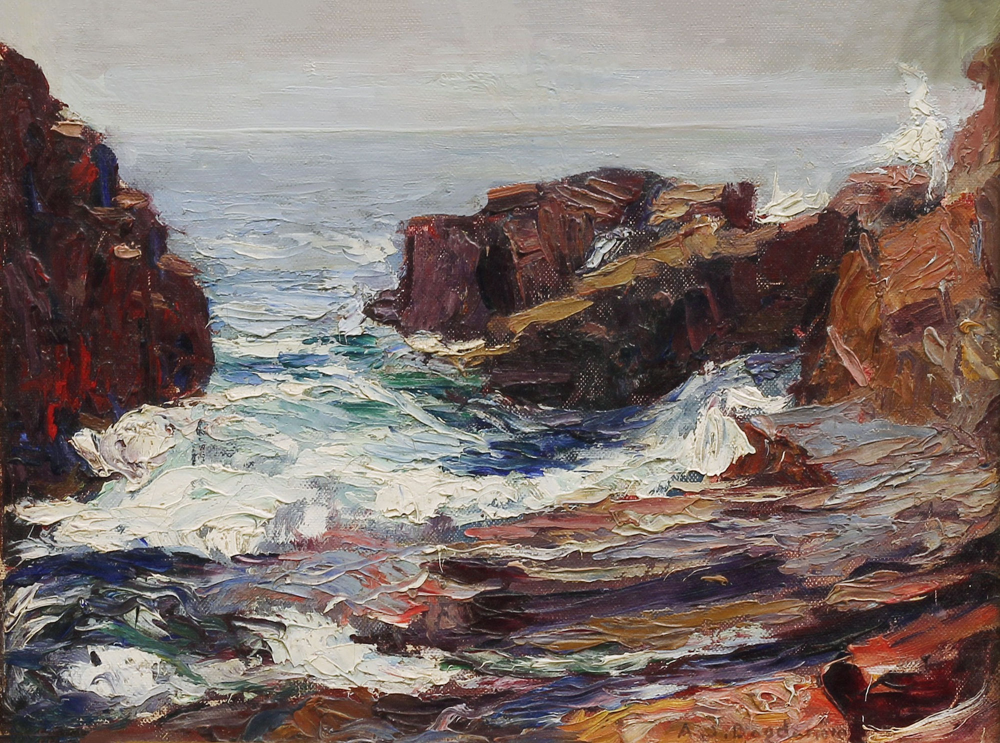Abraham Bogdanove, Crashing Waves Monhegan , 1920-1930's