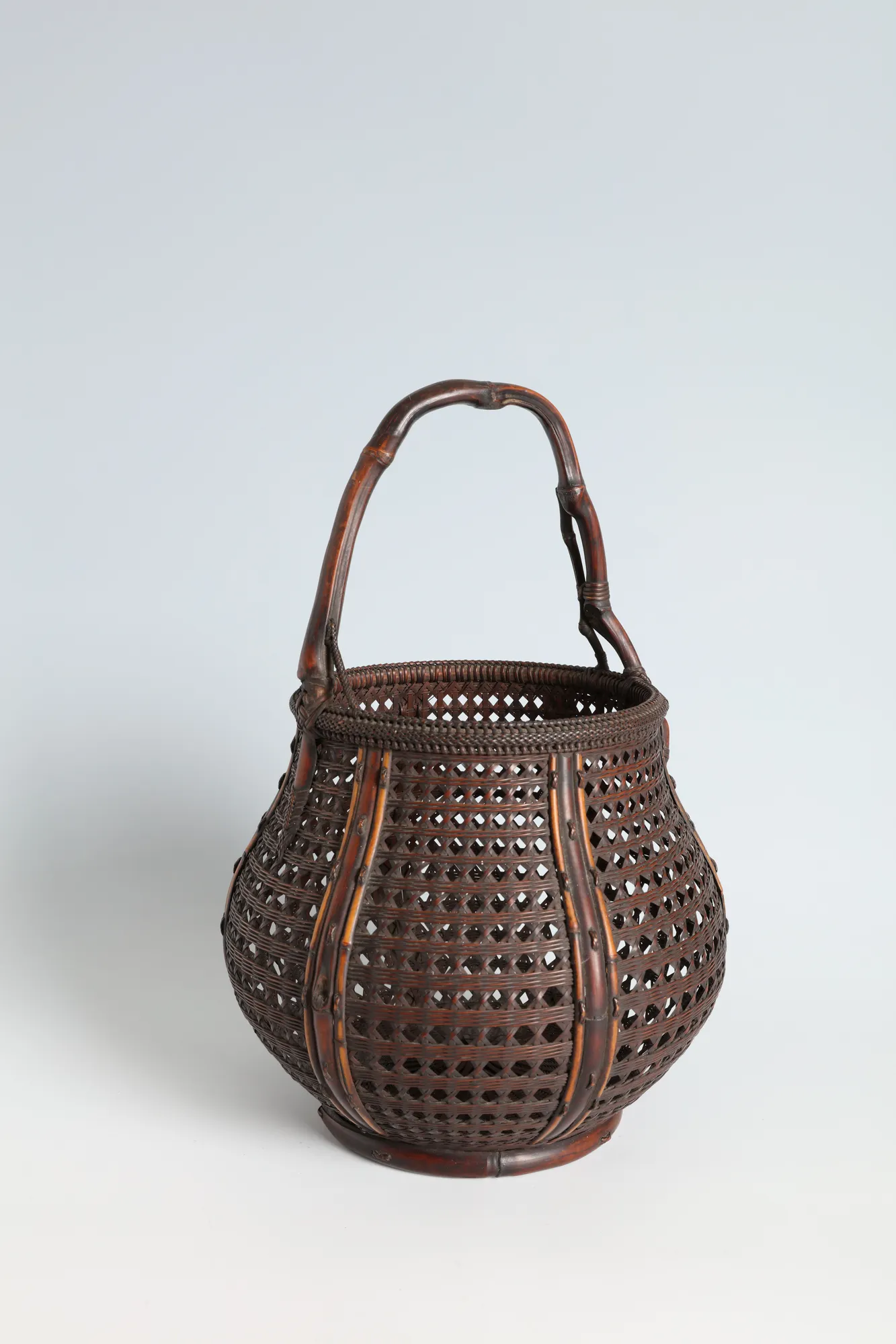 Maeda Chikubosai I, Flower Basket with Natural Bamboo Handle, 1920s–30s