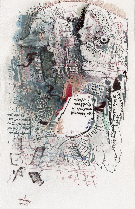 Jean-Olivier HUCLEUX Dessin de déprogrammation 2008 N°69 Dessin 13,5 x 8,5 cm