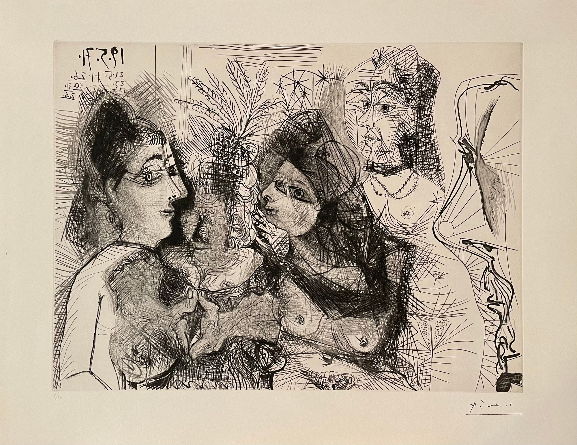Pablo Picasso, Maison close. Médisances. Avec profil de Degas au nez foncé, 1971