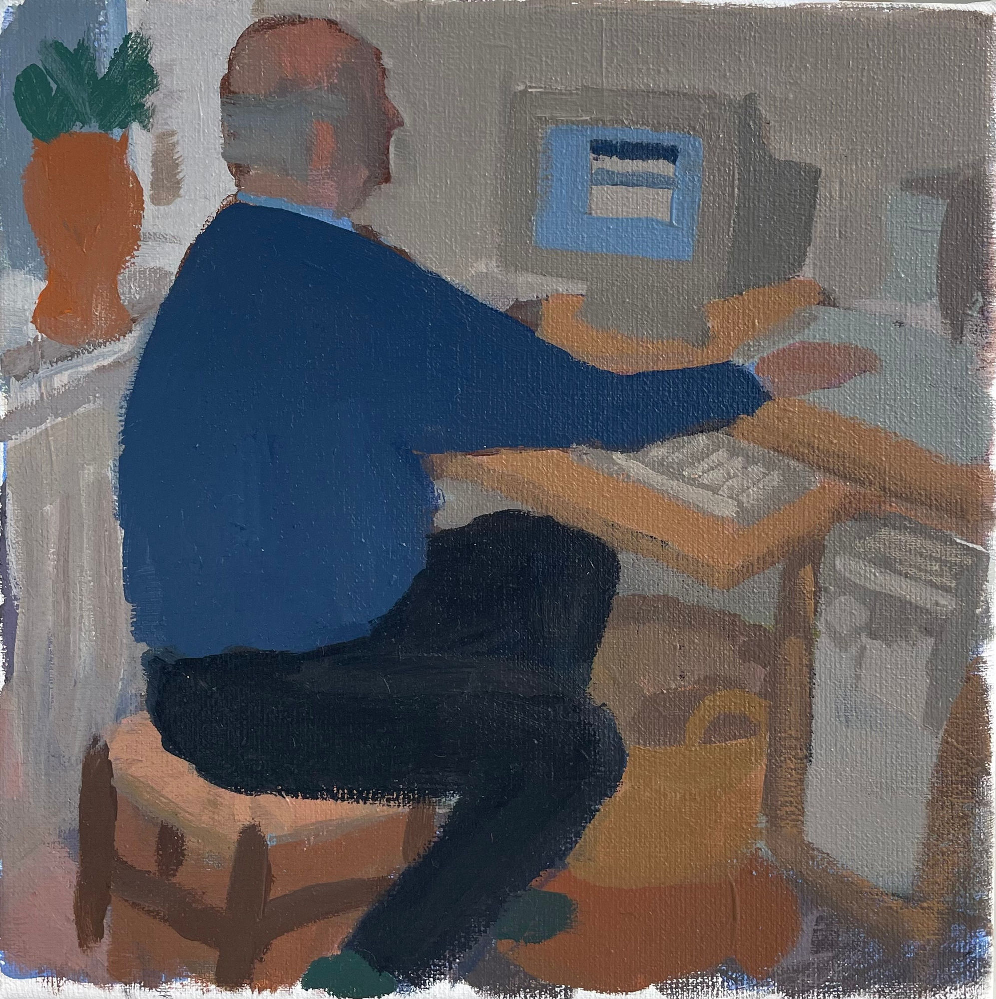 Seeger Baas, Wim achter zijn computer, 2024