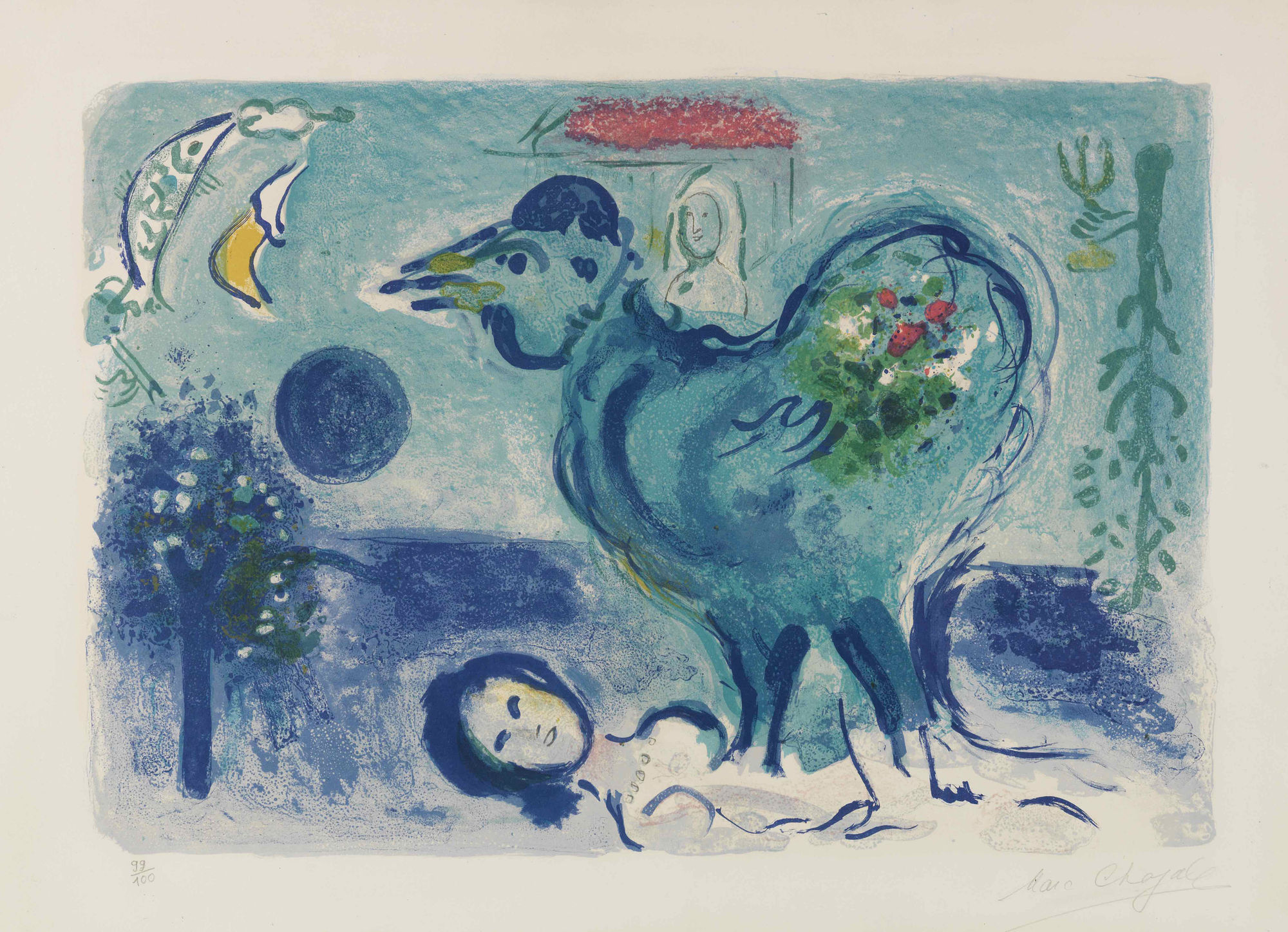Marc Chagall, Paysage au Coq, 1958