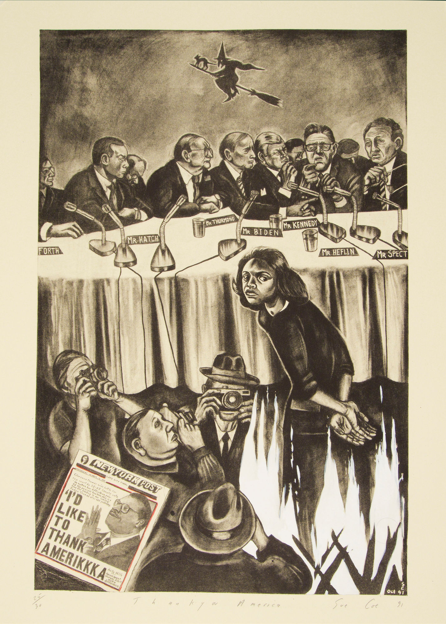 Sue Coe, Thank You America (Anita Hill), 1991